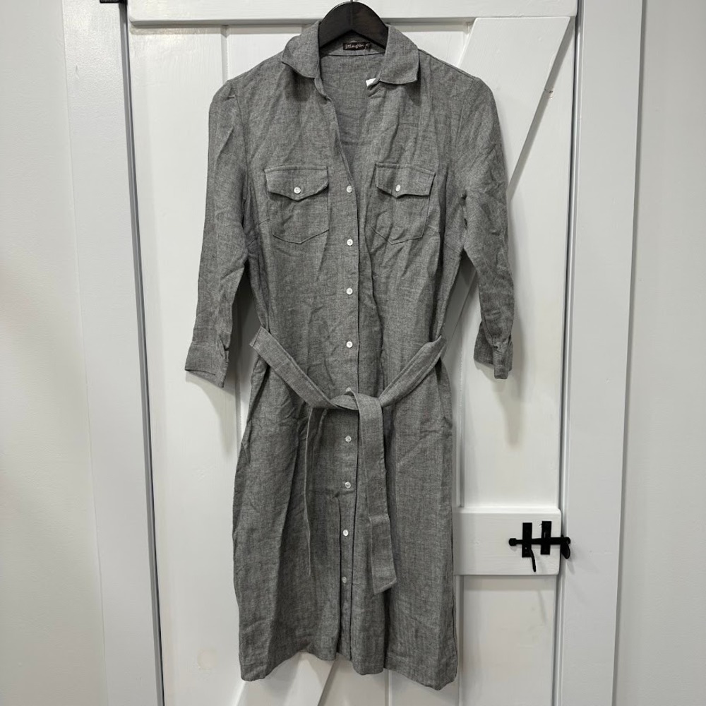 J.McLaughlin Womens Brynn Dress Size XS Grey Solid Herringbone Shirtdress NEW